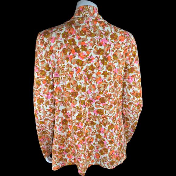 Isaac Mizrahi Live! Floral Printed Long Cardigan with Side Slits Orange Fall XS - Picture 8 of 13